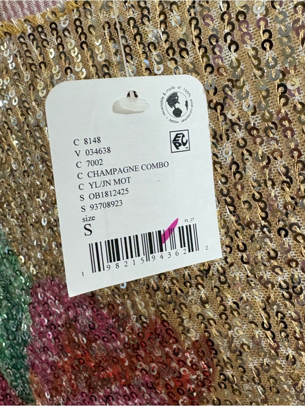 NEW Free People Gold Rush long sleeve top in a champagne floral sequin - Picture 10 of 10